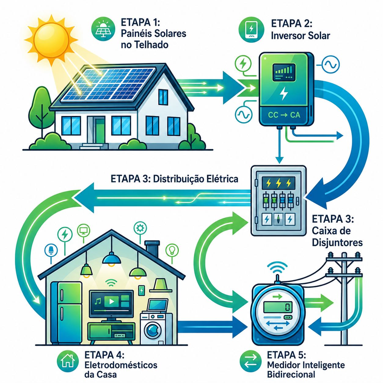 Fluxo de Geração de Energia Solar Fotovoltaica
